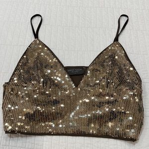 Dark Gold Sequin Crop Top